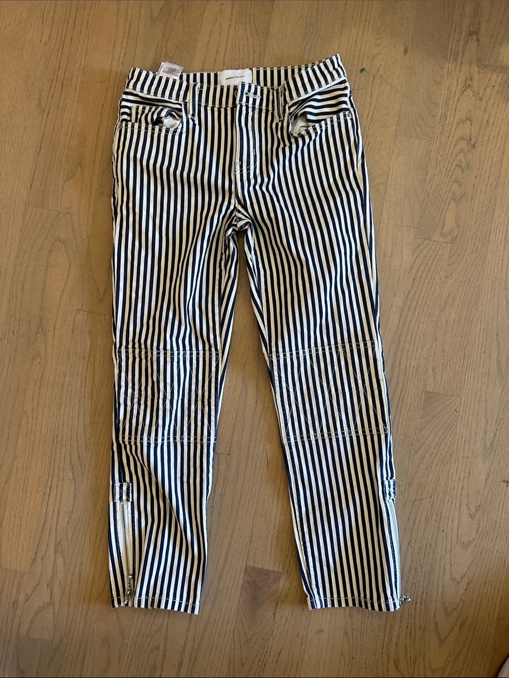 Current/Elliott Navy & White Striped Jeans